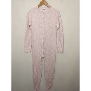 Duofold Vintage Floral One Piece Pajama Union Suit Wool Cotton